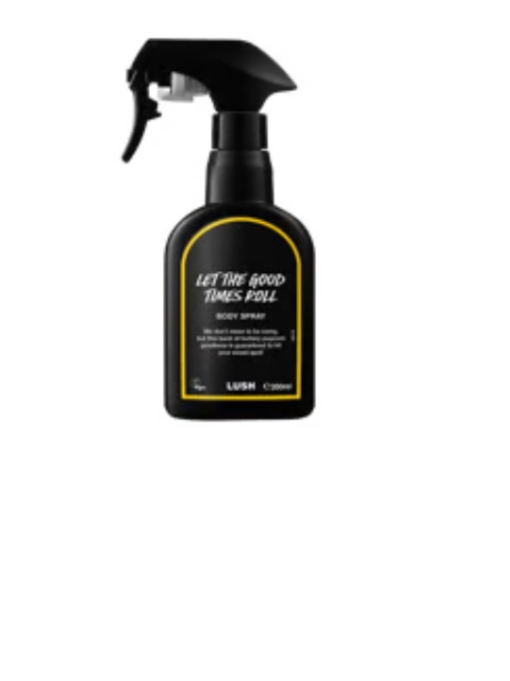 Lush Let The Good Times Roll Body Spray — Black with Yellow Trim